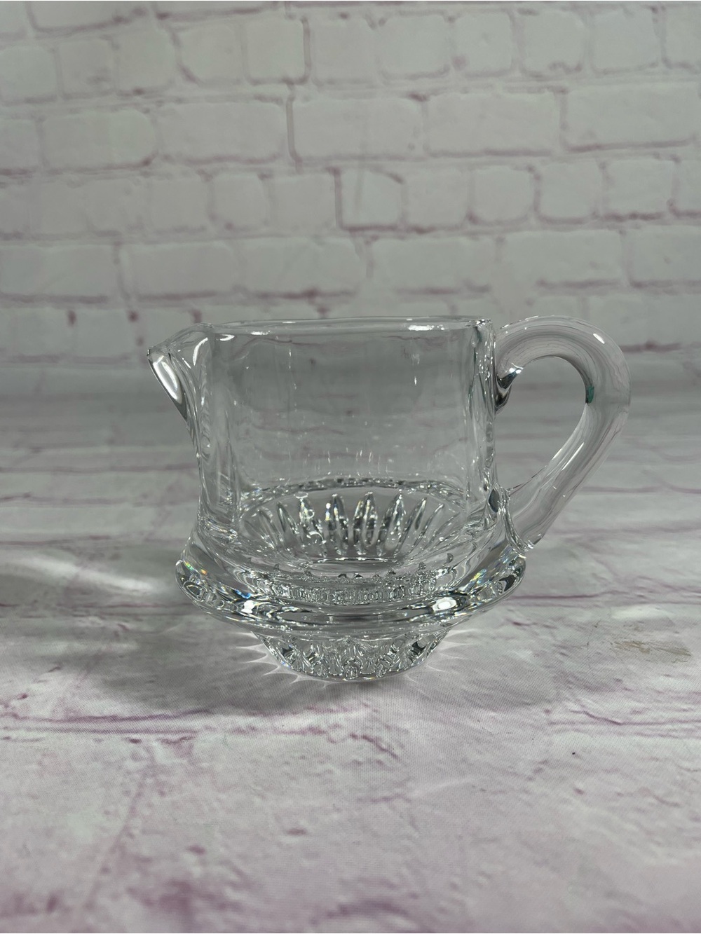 Vintage Gorham Crystal Lyric Clear Glass Creamer Faceted Bottom 3”